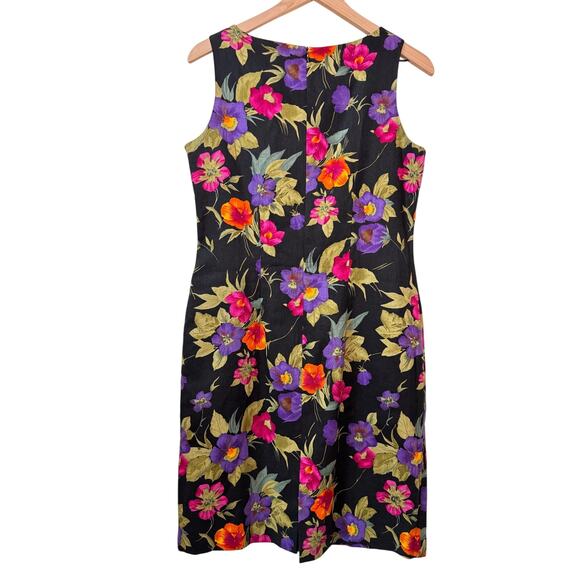 Vtg Jessica Howard Linen Sheath Dress Women's 10 Beaded Floral Dressy Summer - Picture 5 of 11